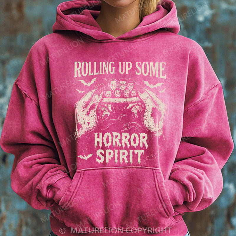 Maturelion Halloween Hoodie Rolling Up Some Horror Spirit Women Washed Hoodie