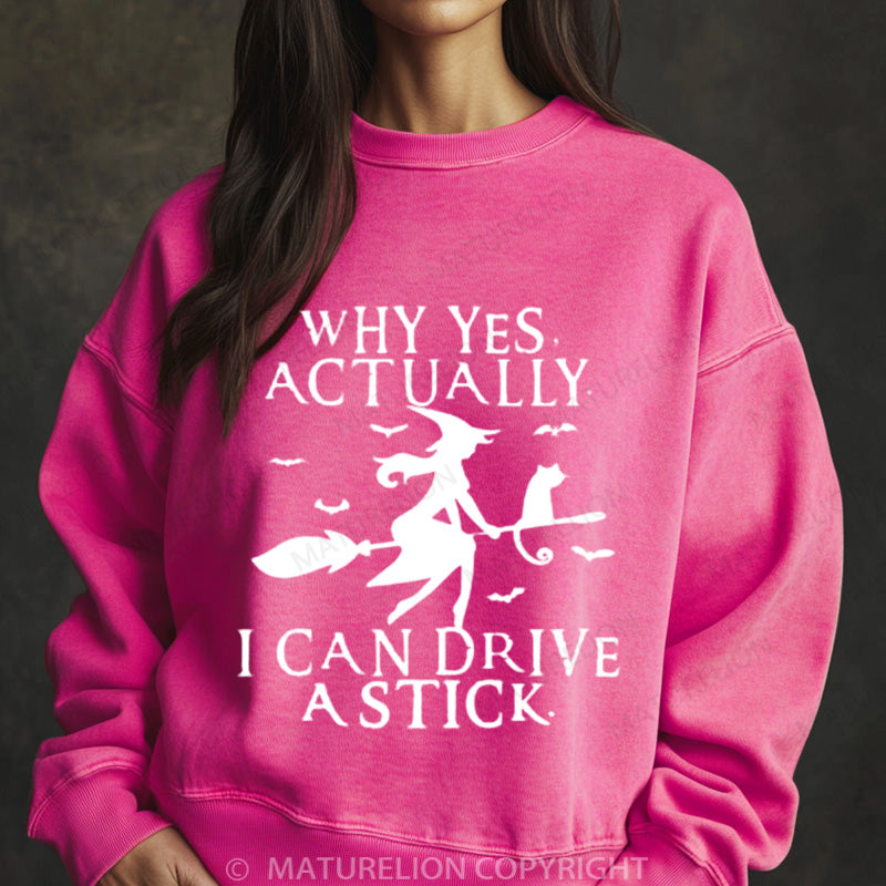Maturelion Halloween Sweatshirt Witch Driving Stick Women Washed Sweatshirt