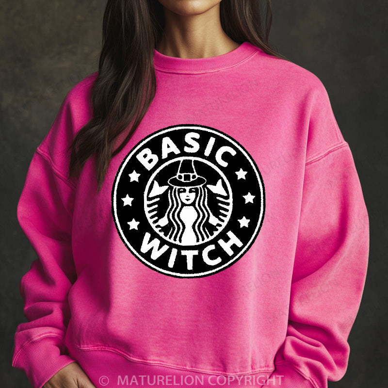 Maturelion Halloween Sweatshirt Basic Witch Women Washed Sweatshirt