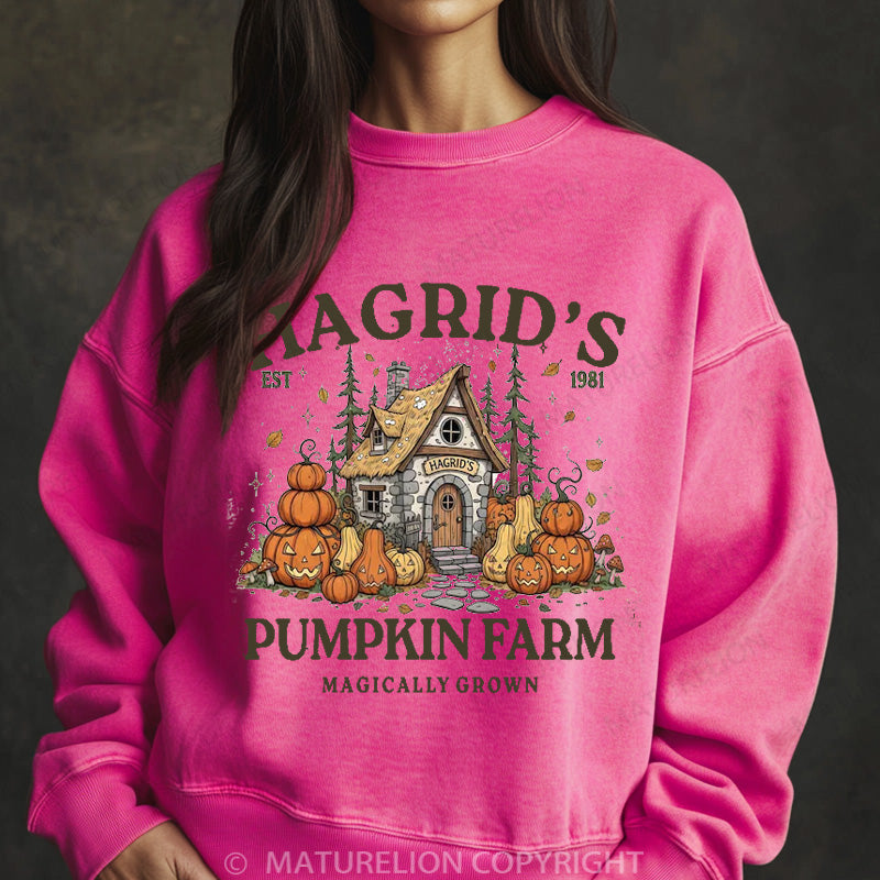 Maturelion Halloween Sweatshirt Hagrid’s Pumpkin Farm Women Washed Sweatshirt