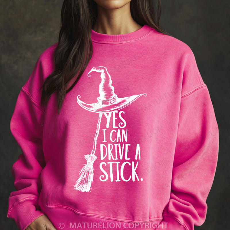 Maturelion Halloween Sweatshirt Yes I Can Drive A Stick Women Washed Sweatshirt
