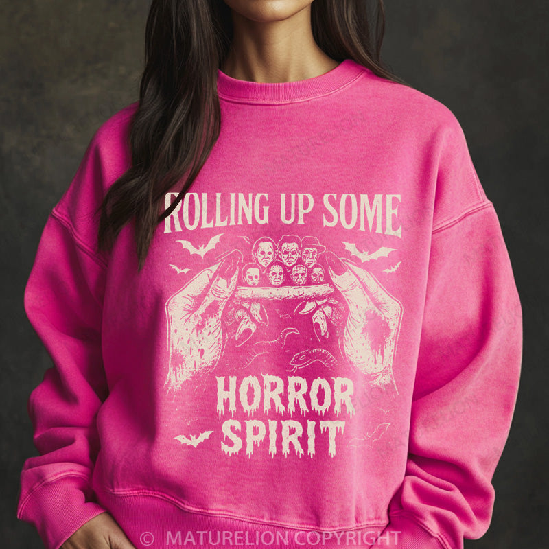Maturelion Halloween Sweatshirt Rolling Up Some Horror Spirit Women Washed Sweatshirt