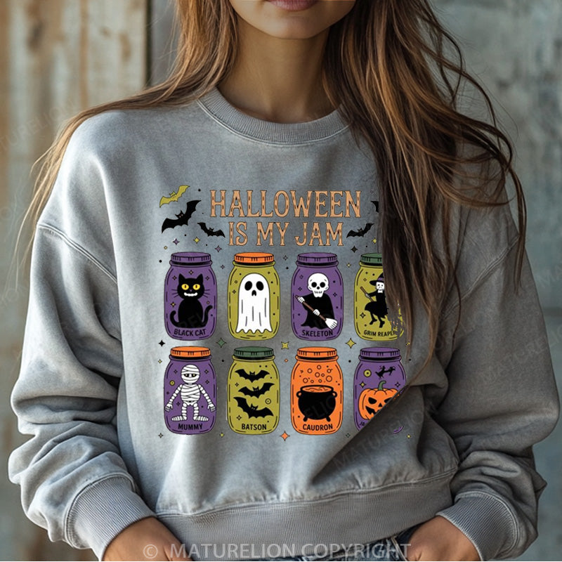 Maturelion Halloween Sweatshirt Popular Halloween Is My Jam Women Washed Sweatshirt
