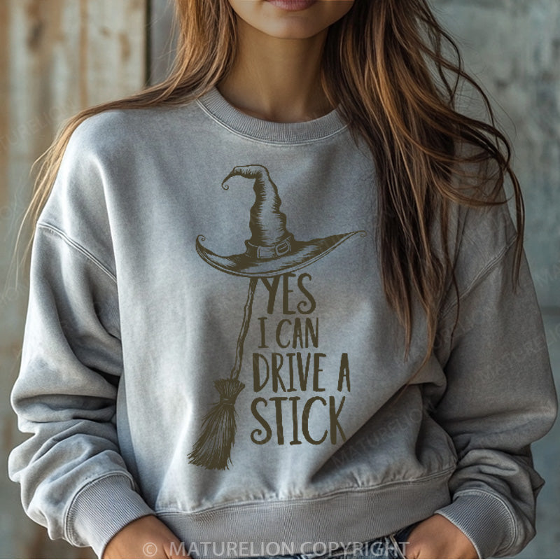 Maturelion Halloween Sweatshirt Yes I Can Drive A Stick Women Washed Sweatshirt