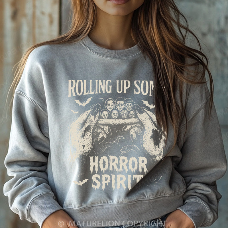 Maturelion Halloween Sweatshirt Rolling Up Some Horror Spirit Women Washed Sweatshirt