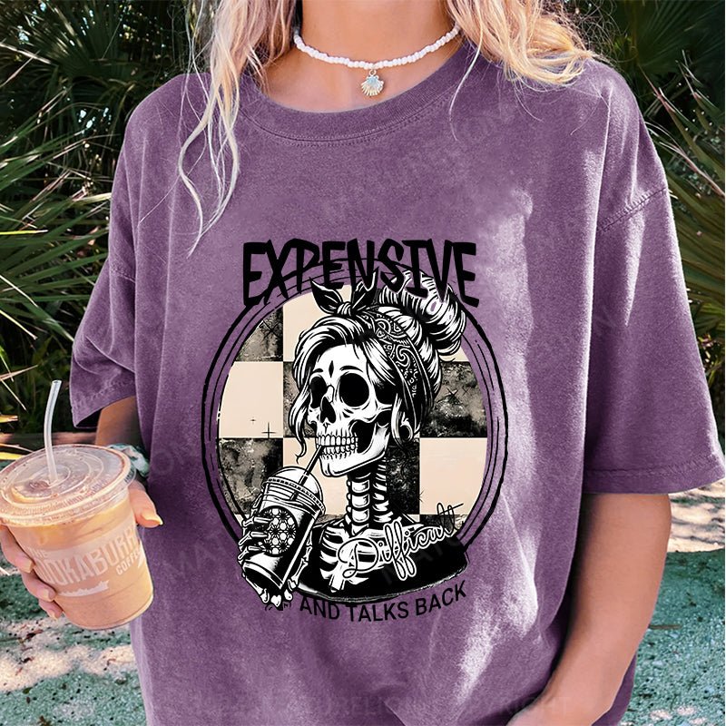 Maturelion Halloween Expensive Difficult And Talks Back DTG Printing Washed Cotton T-Shirt