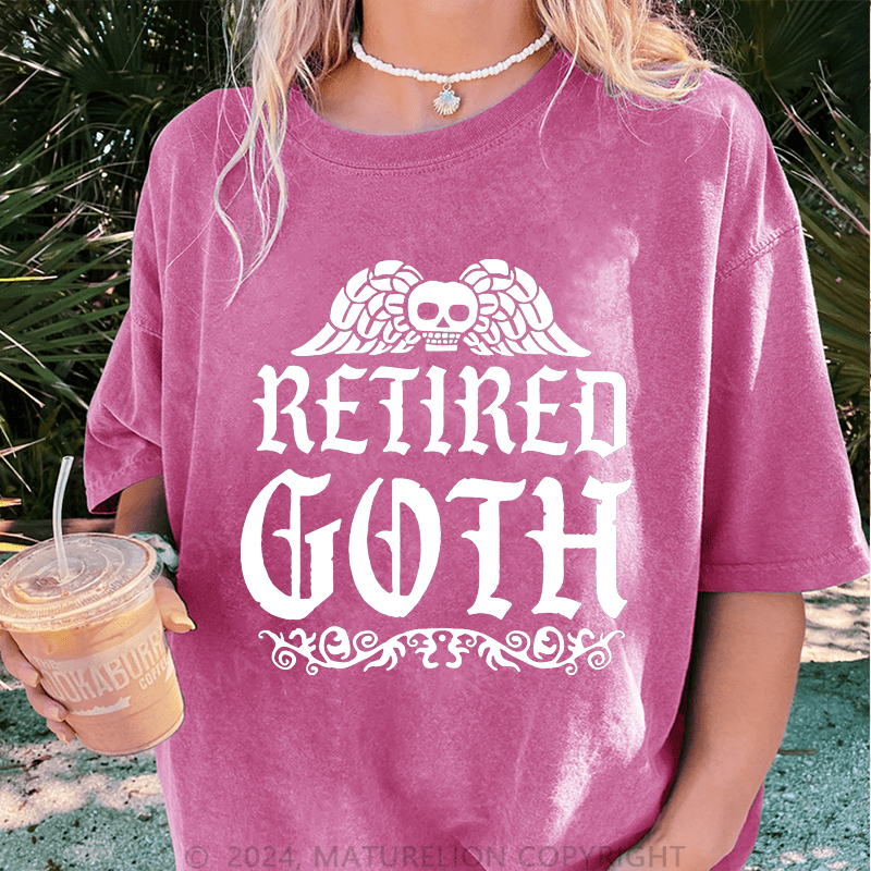 Maturelion Halloween Betired Goth DTG Printing Washed Cotton T-Shirt