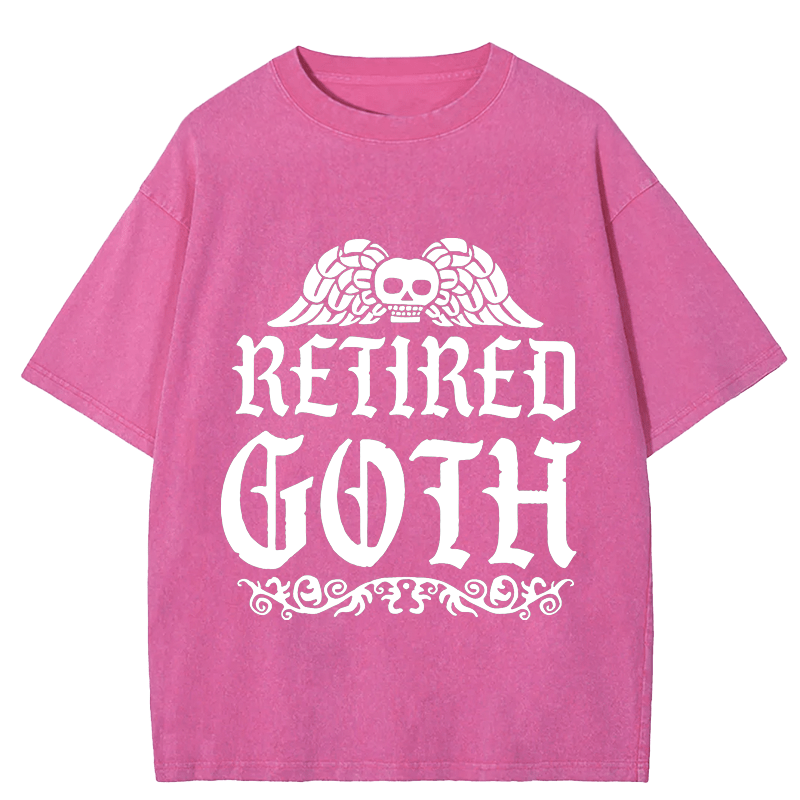 Maturelion Halloween Betired Goth DTG Printing Washed Cotton T-Shirt