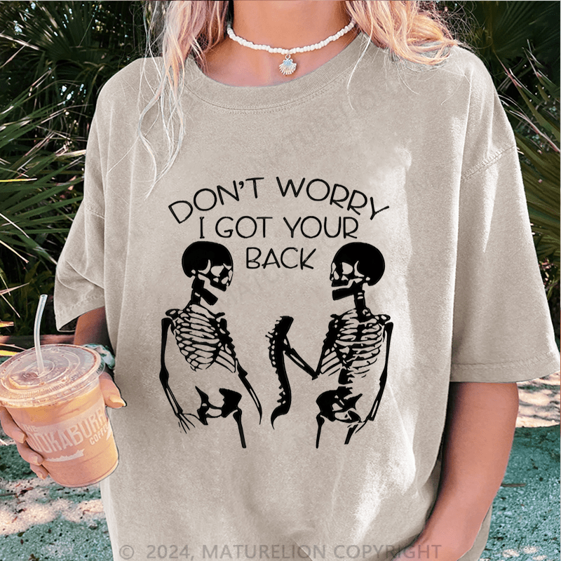Maturelion Halloween Don't Worry I Got Your Back DTG Printing Washed Cotton T-Shirt