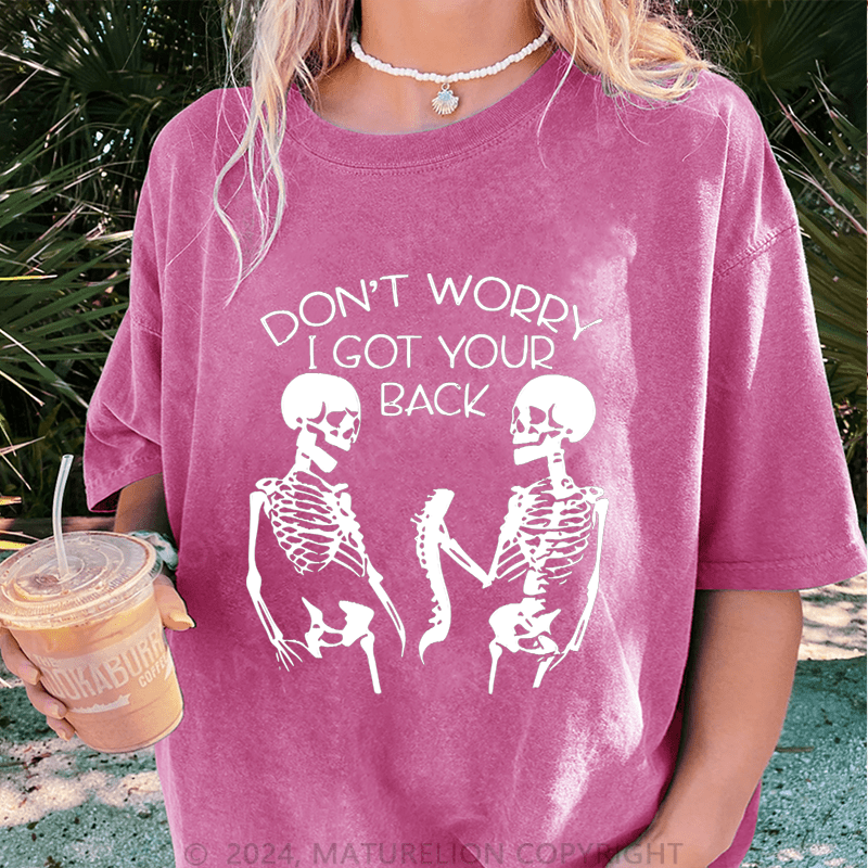 Maturelion Halloween Don't Worry I Got Your Back DTG Printing Washed Cotton T-Shirt