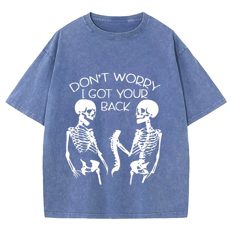Maturelion Halloween Don't Worry I Got Your Back DTG Printing Washed Cotton T-Shirt