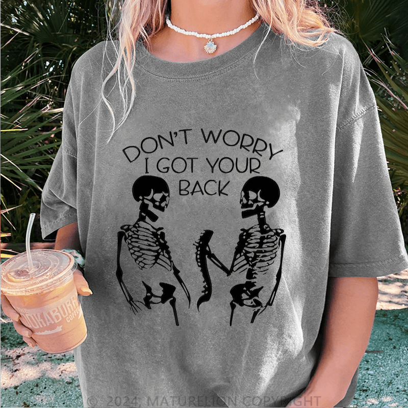 Maturelion Halloween Don't Worry I Got Your Back DTG Printing Washed Cotton T-Shirt