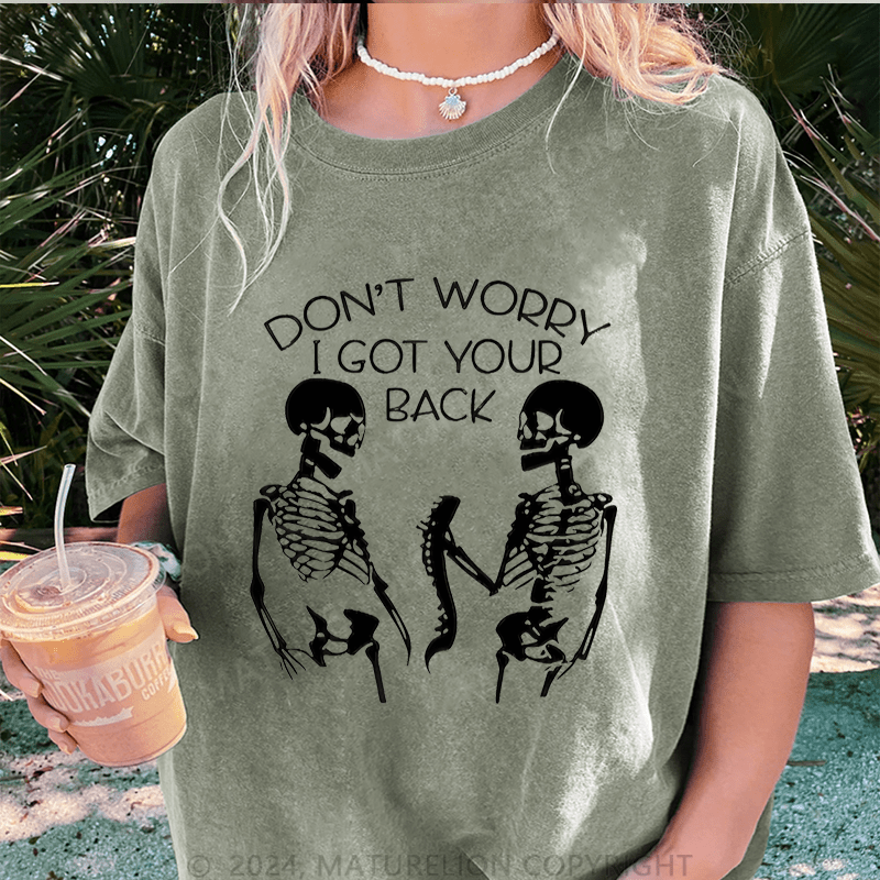 Maturelion Halloween Don't Worry I Got Your Back DTG Printing Washed Cotton T-Shirt