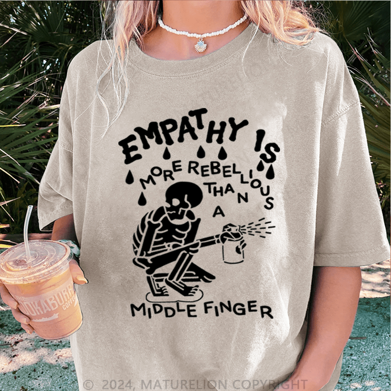 Maturelion Halloween Empathy Is More Rebellious Than A Middle Finger DTG Printing Washed Cotton T-Shirt