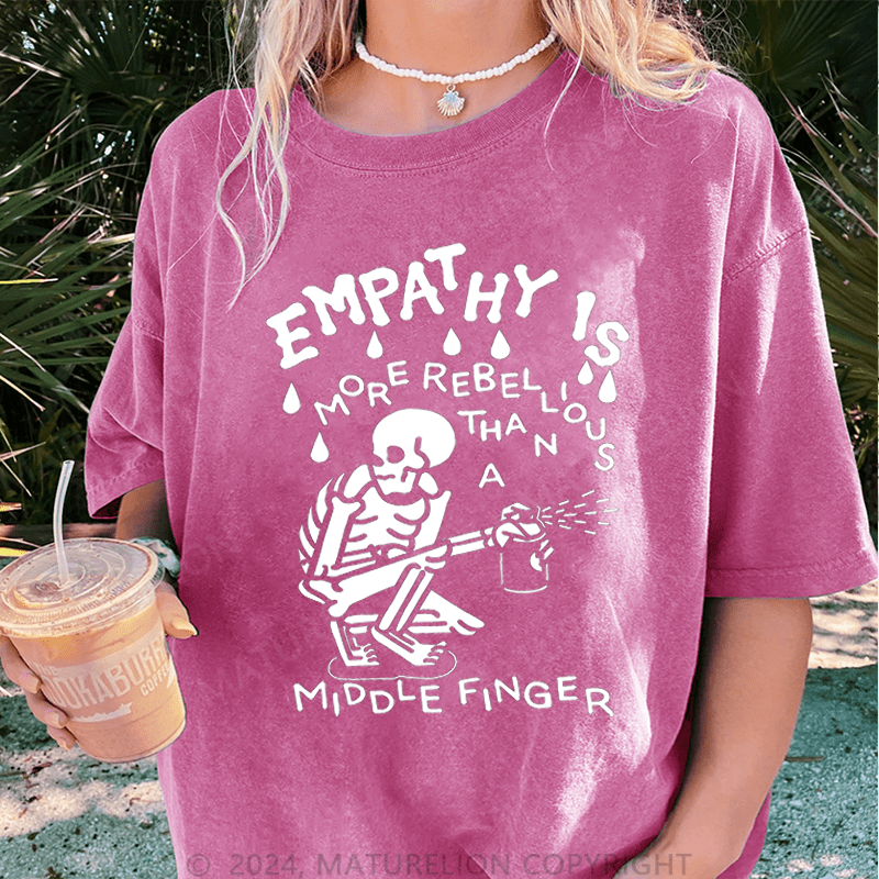 Maturelion Halloween Empathy Is More Rebellious Than A Middle Finger DTG Printing Washed Cotton T-Shirt