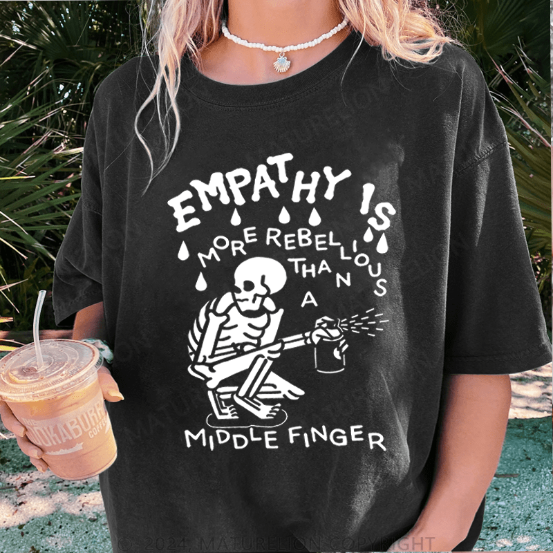 Maturelion Halloween Empathy Is More Rebellious Than A Middle Finger DTG Printing Washed Cotton T-Shirt
