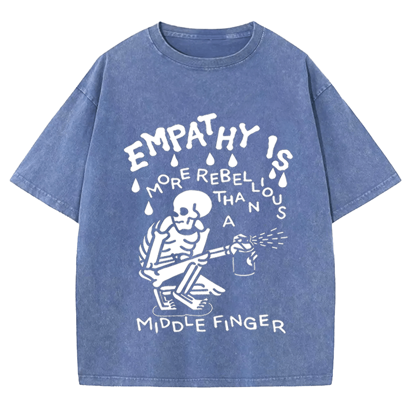 Maturelion Halloween Empathy Is More Rebellious Than A Middle Finger DTG Printing Washed Cotton T-Shirt