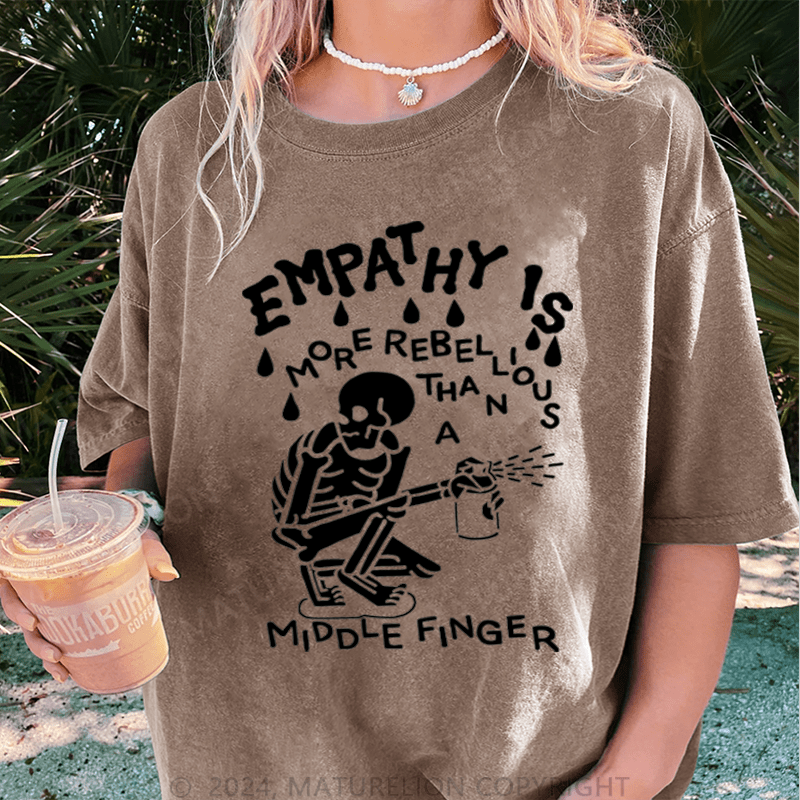 Maturelion Halloween Empathy Is More Rebellious Than A Middle Finger DTG Printing Washed Cotton T-Shirt