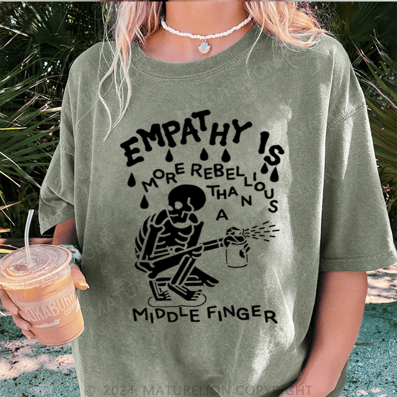 Maturelion Halloween Empathy Is More Rebellious Than A Middle Finger DTG Printing Washed Cotton T-Shirt