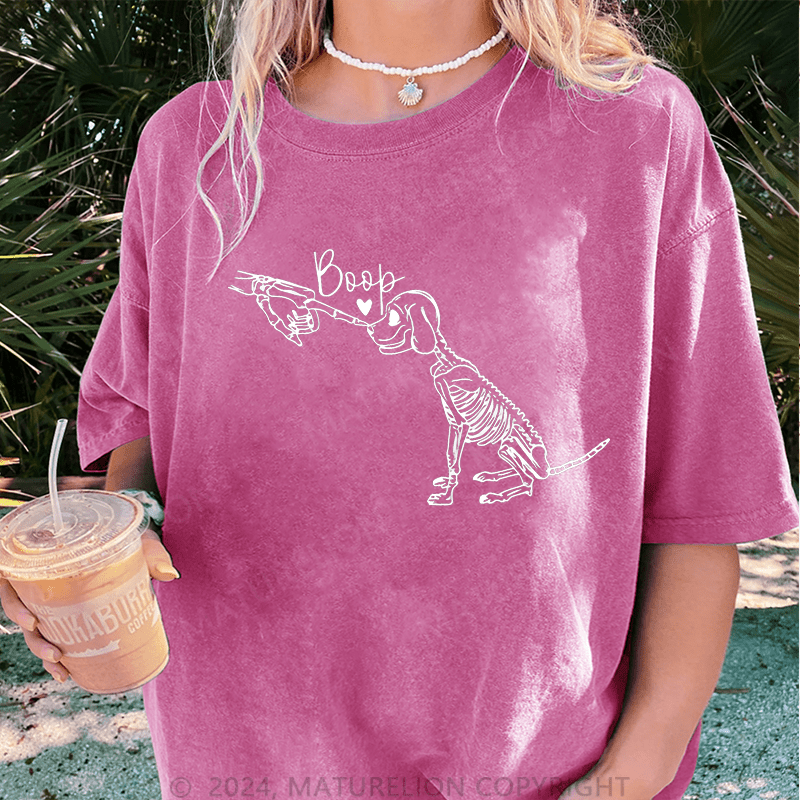 Maturelion Halloween Fist Dog Boop DTG Printing Washed Cotton T-Shirt