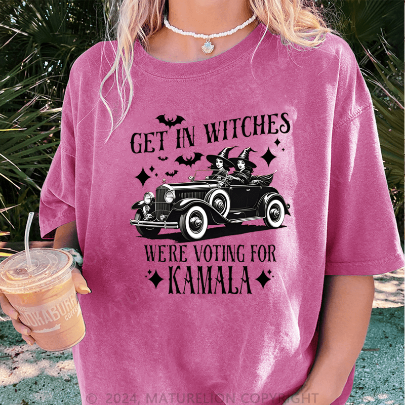 Maturelion Halloween Get In Witches WeRe Voting For Kamala Cooling Performance DTG Printing Washed Cotton T-Shirt