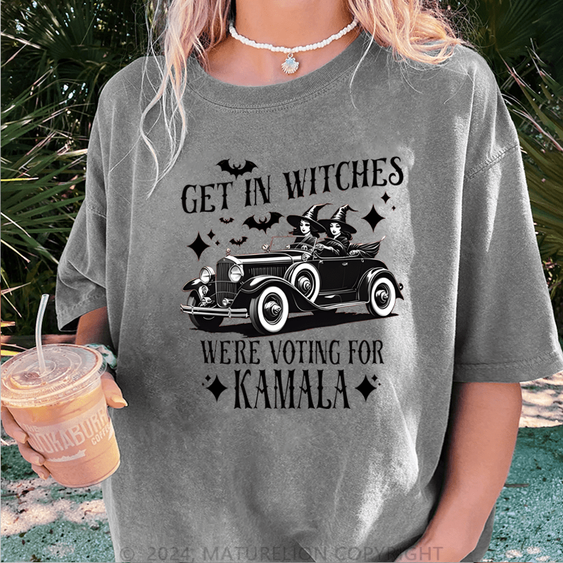 Maturelion Halloween Get In Witches WeRe Voting For Kamala Cooling Performance DTG Printing Washed Cotton T-Shirt