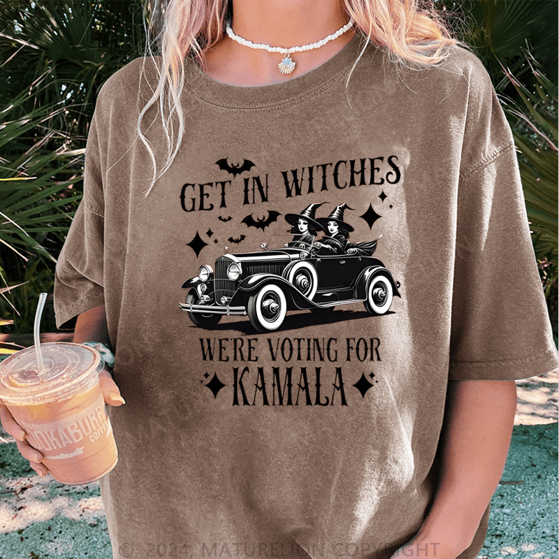 Maturelion Halloween Get In Witches WeRe Voting For Kamala Cooling Performance DTG Printing Washed Cotton T-Shirt