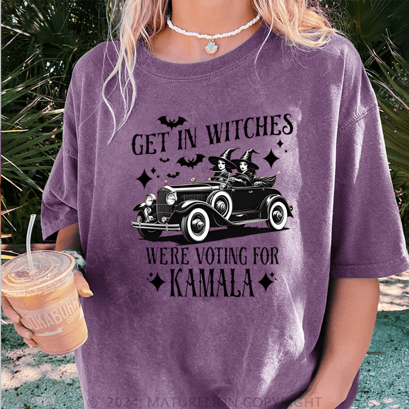 Maturelion Halloween Get In Witches WeRe Voting For Kamala Cooling Performance DTG Printing Washed Cotton T-Shirt