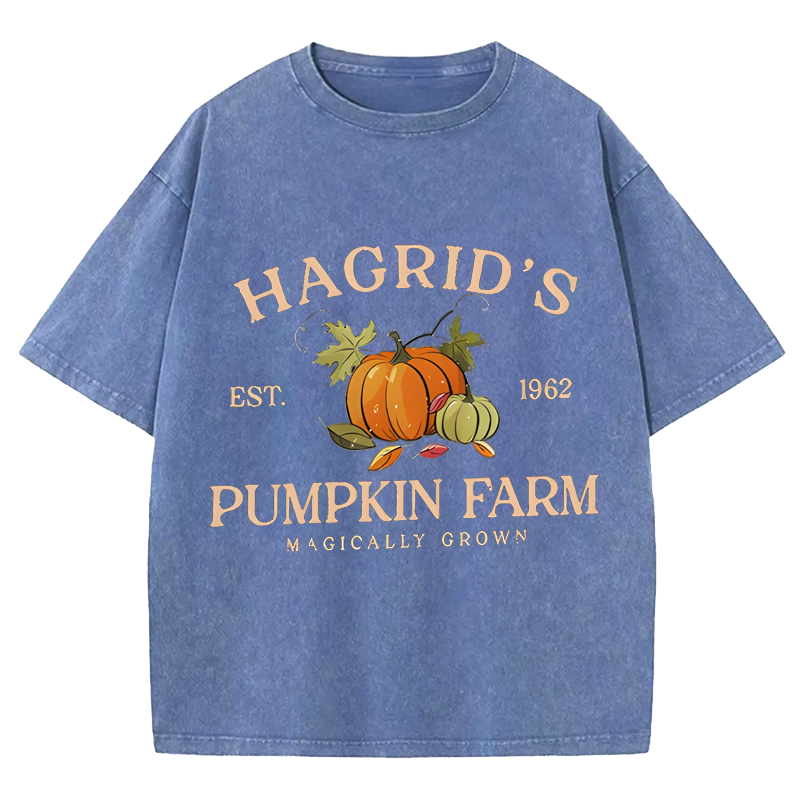 Maturelion Halloween Hagrid'S Pumpkin Patch DTG Printing Washed Cotton T-Shirt