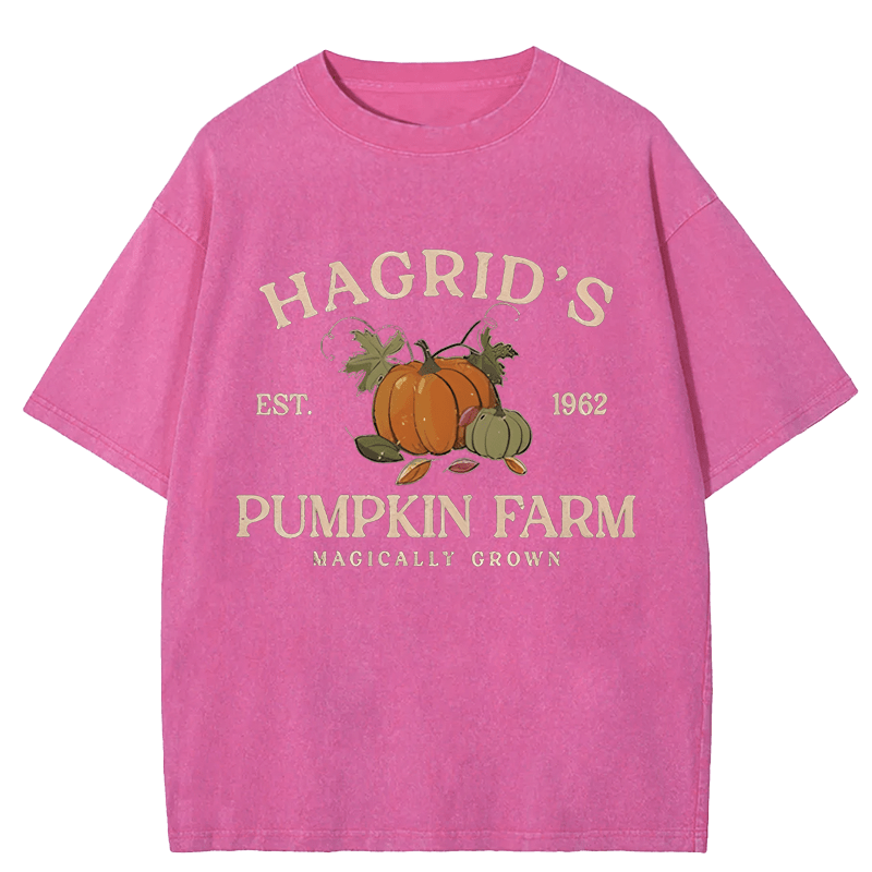 Maturelion Halloween Hagrid'S Pumpkin Patch DTG Printing Washed Cotton T-Shirt