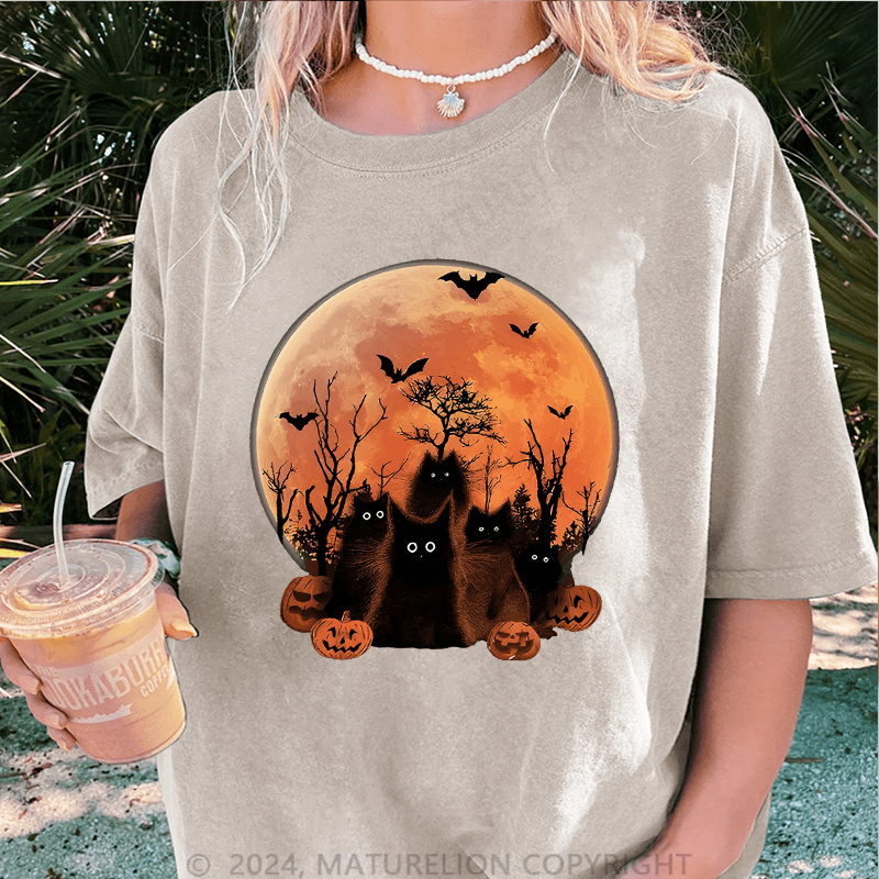Maturelion Halloween DTG Printing Washed Cotton T-Shirt