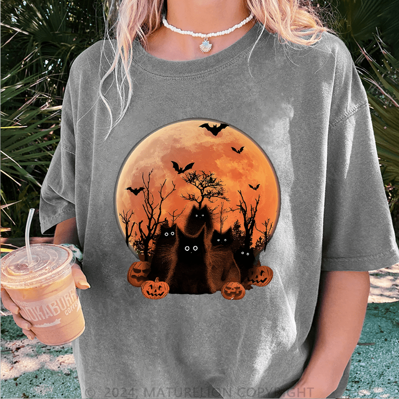 Maturelion Halloween DTG Printing Washed Cotton T-Shirt