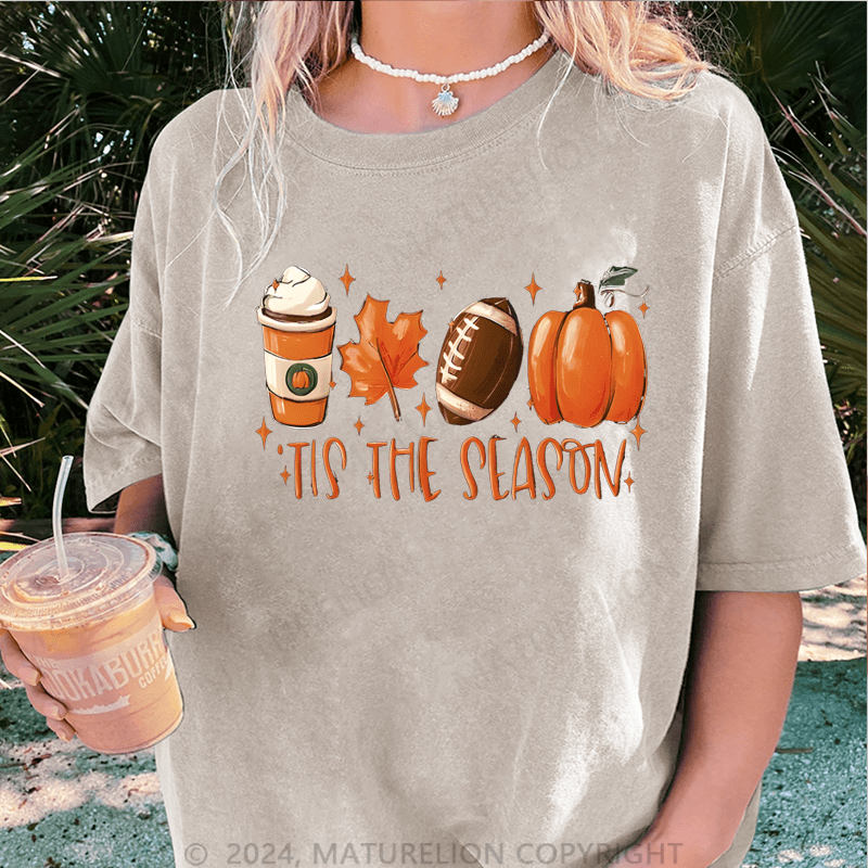 Maturelion Halloween It's The Season Halloween DTG Printing Washed Cotton T-Shirt