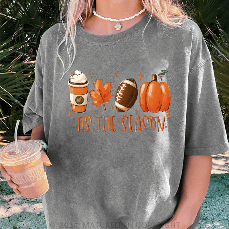 Maturelion Halloween It's The Season Halloween DTG Printing Washed Cotton T-Shirt
