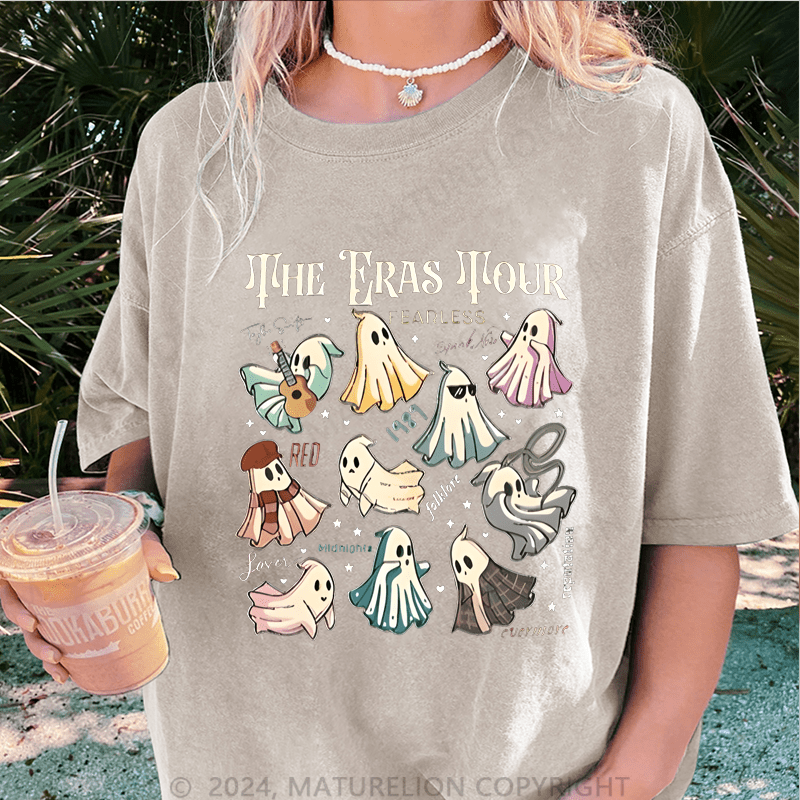 Maturelion Halloween The Eras Tour Ghost Halloween DTG Printing Washed Cotton T-Shirt