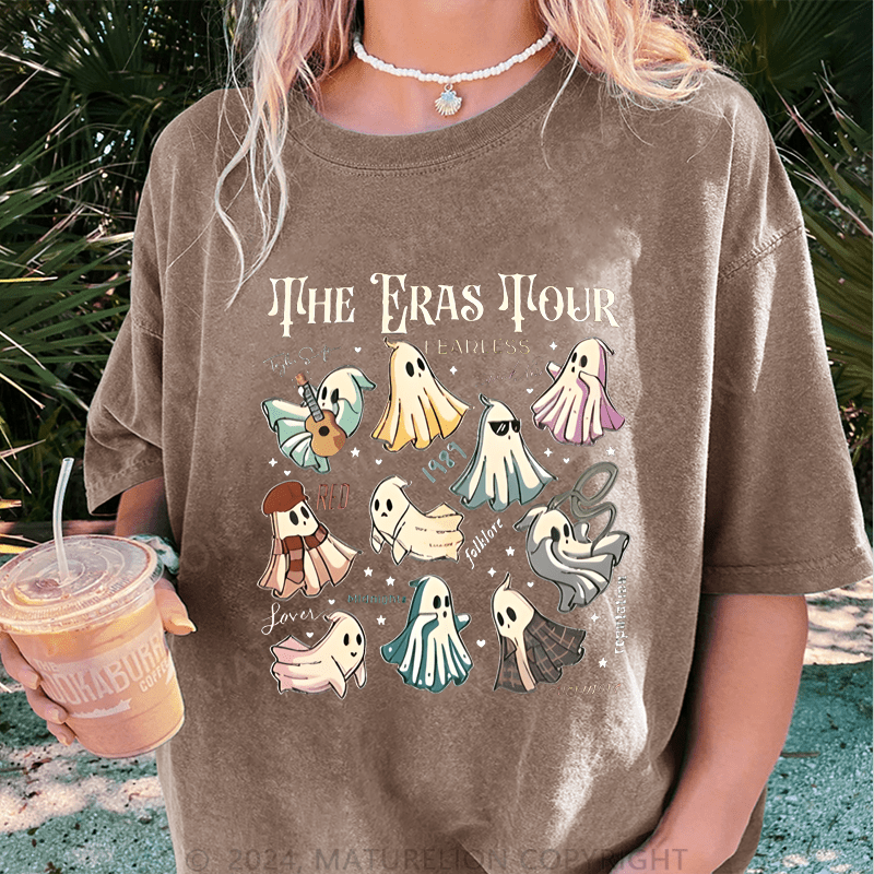 Maturelion Halloween The Eras Tour Ghost Halloween DTG Printing Washed Cotton T-Shirt
