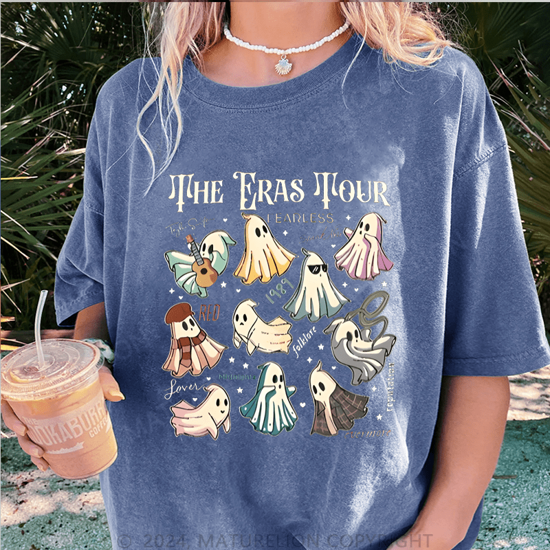 Maturelion Halloween The Eras Tour Ghost Halloween DTG Printing Washed Cotton T-Shirt