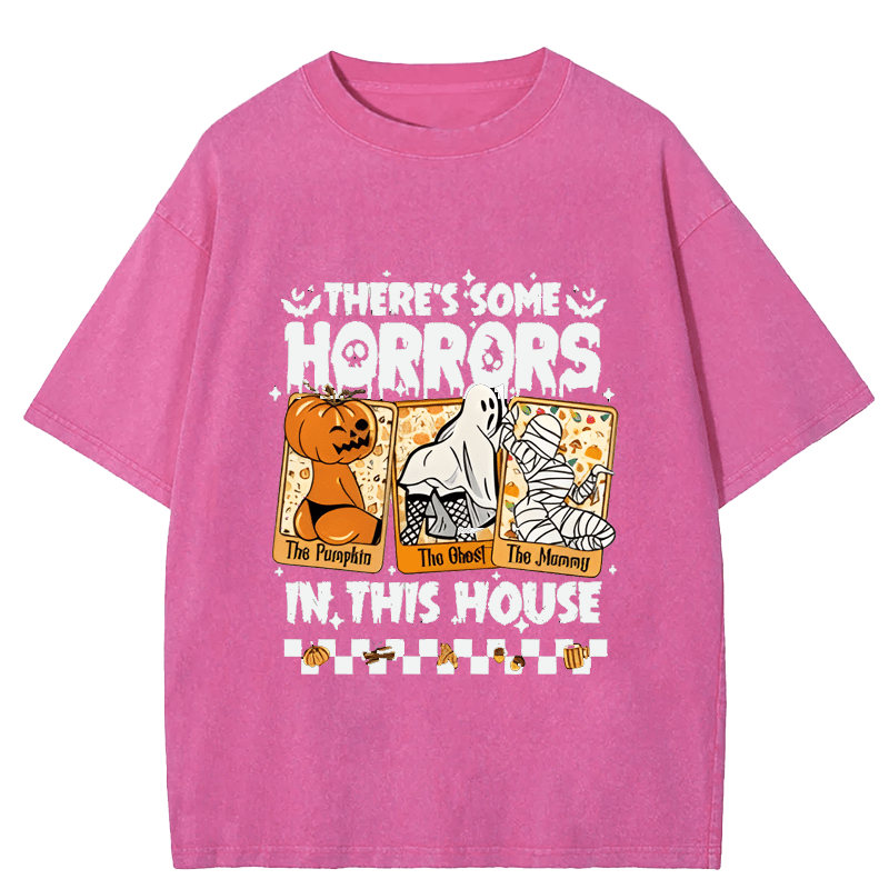 Maturelion Halloween There's Some Horrors In The House DTG Printing Washed Cotton T-Shirt