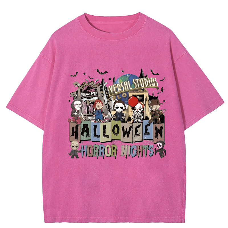 Maturelion Halloween Universal Studios Halloween Horror Nights DTG Printing Washed Cotton T-Shirt