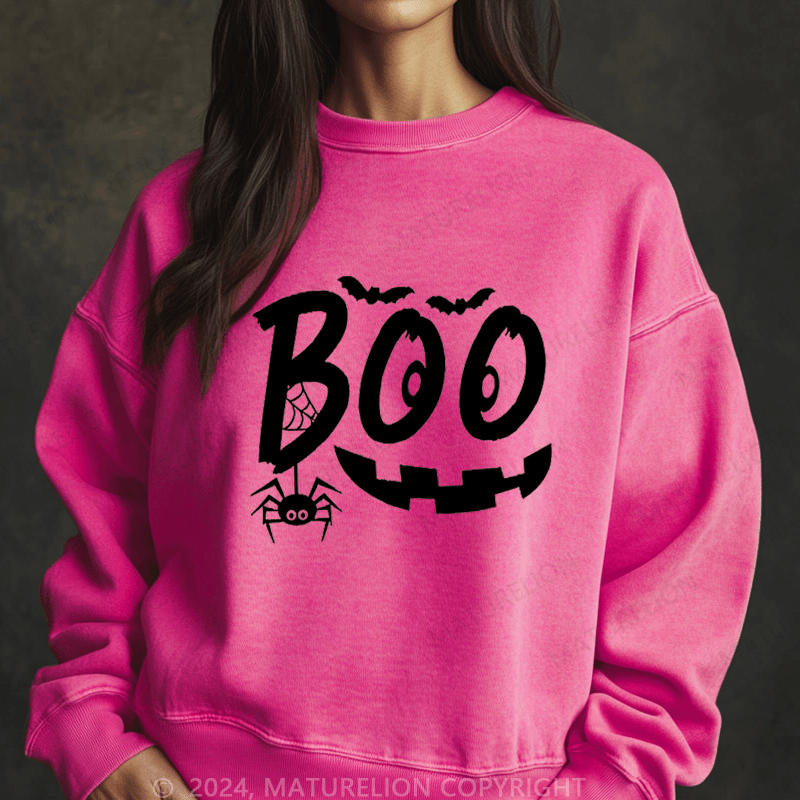 Maturelion Halloween Boo Washed Halloween Sweatshirt