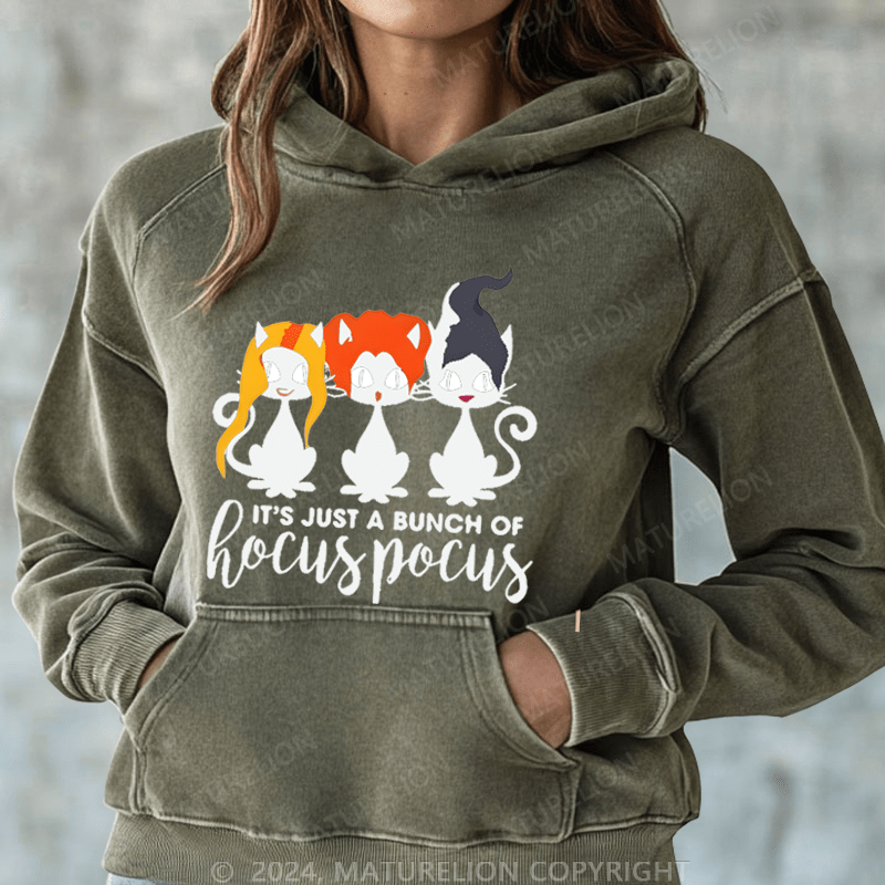 Maturelion Halloween It's Just A Bunch Of Hocuspocus Washed Hoodie