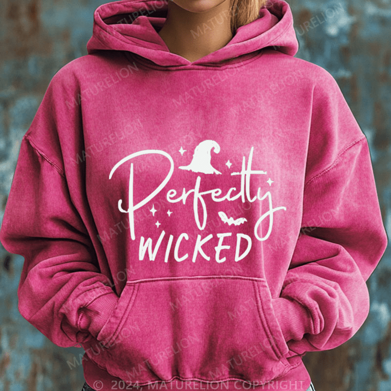 Maturelion Halloween Perfectly Wicked Washed Hoodie