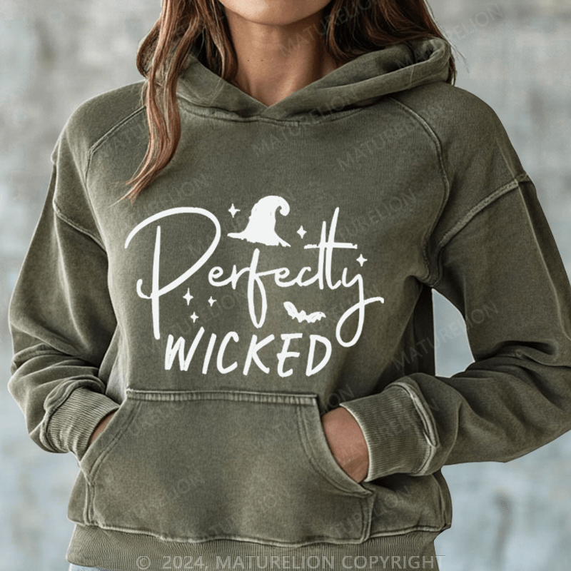 Maturelion Halloween Perfectly Wicked Washed Hoodie