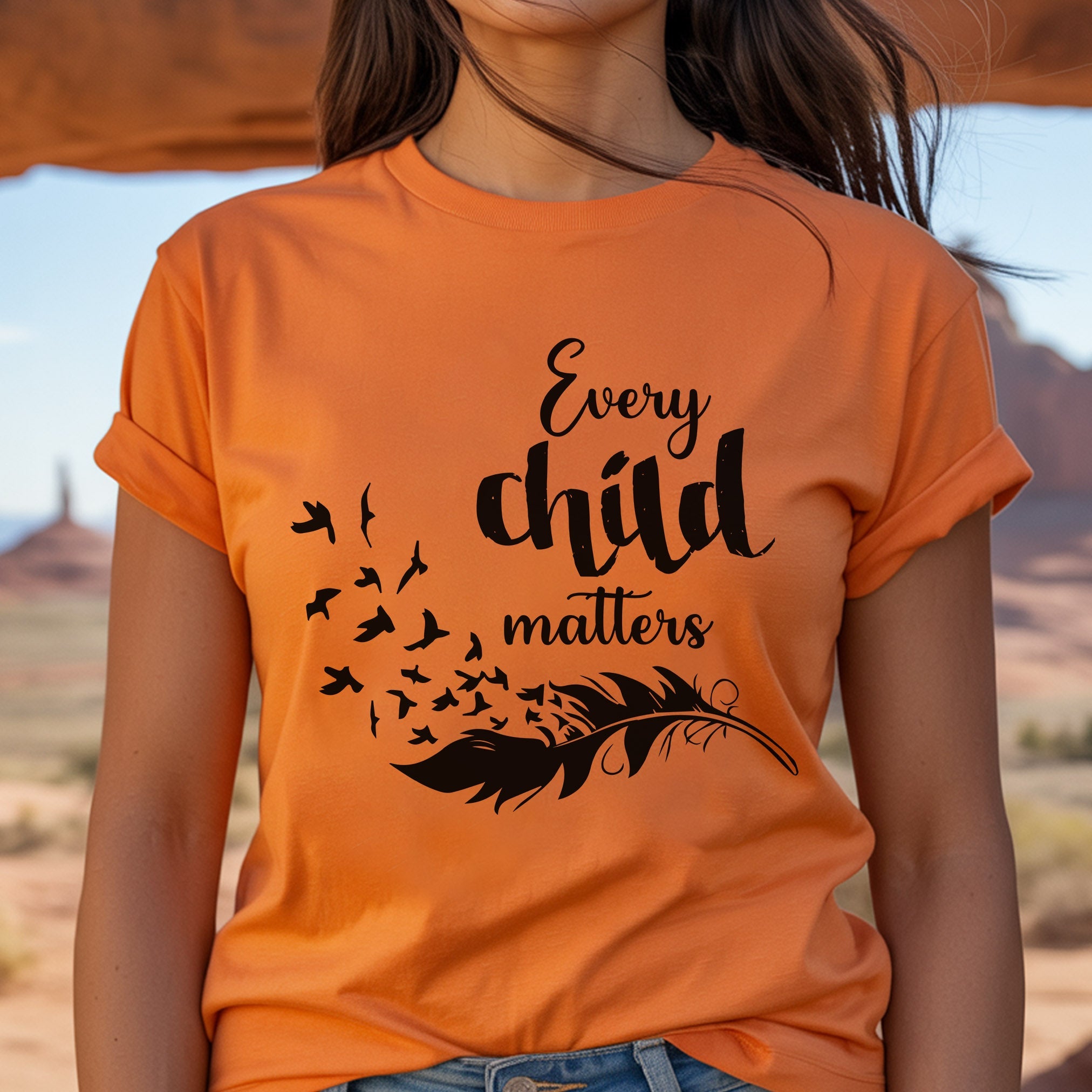Every Child Matters Black Feather For Orange Day Unisex T-Shirt/Hoodie/Sweatshirt 039