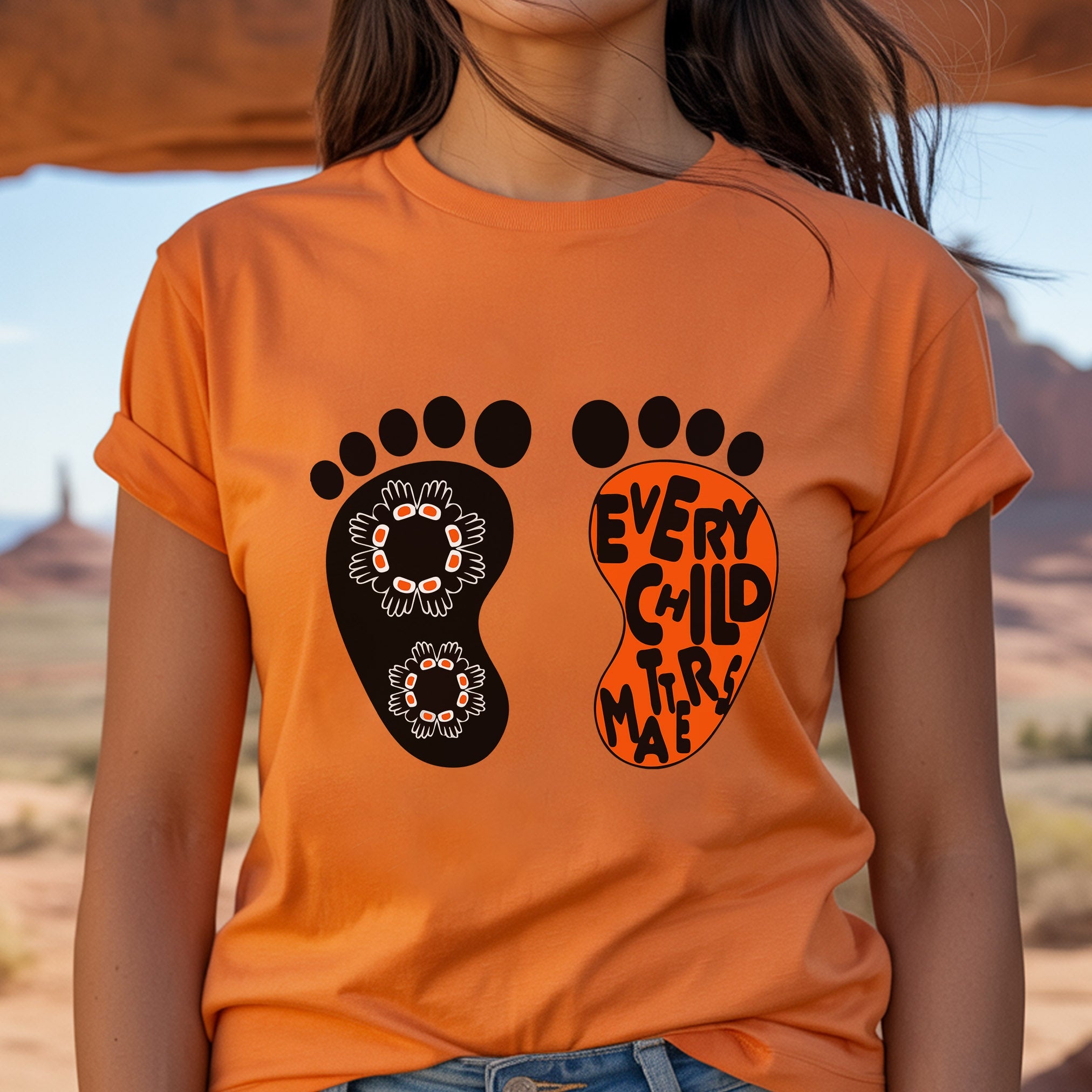 Every Child Matters Foot Black And Orange Together Unisex T-Shirt/Hoodie/Sweatshirt 061