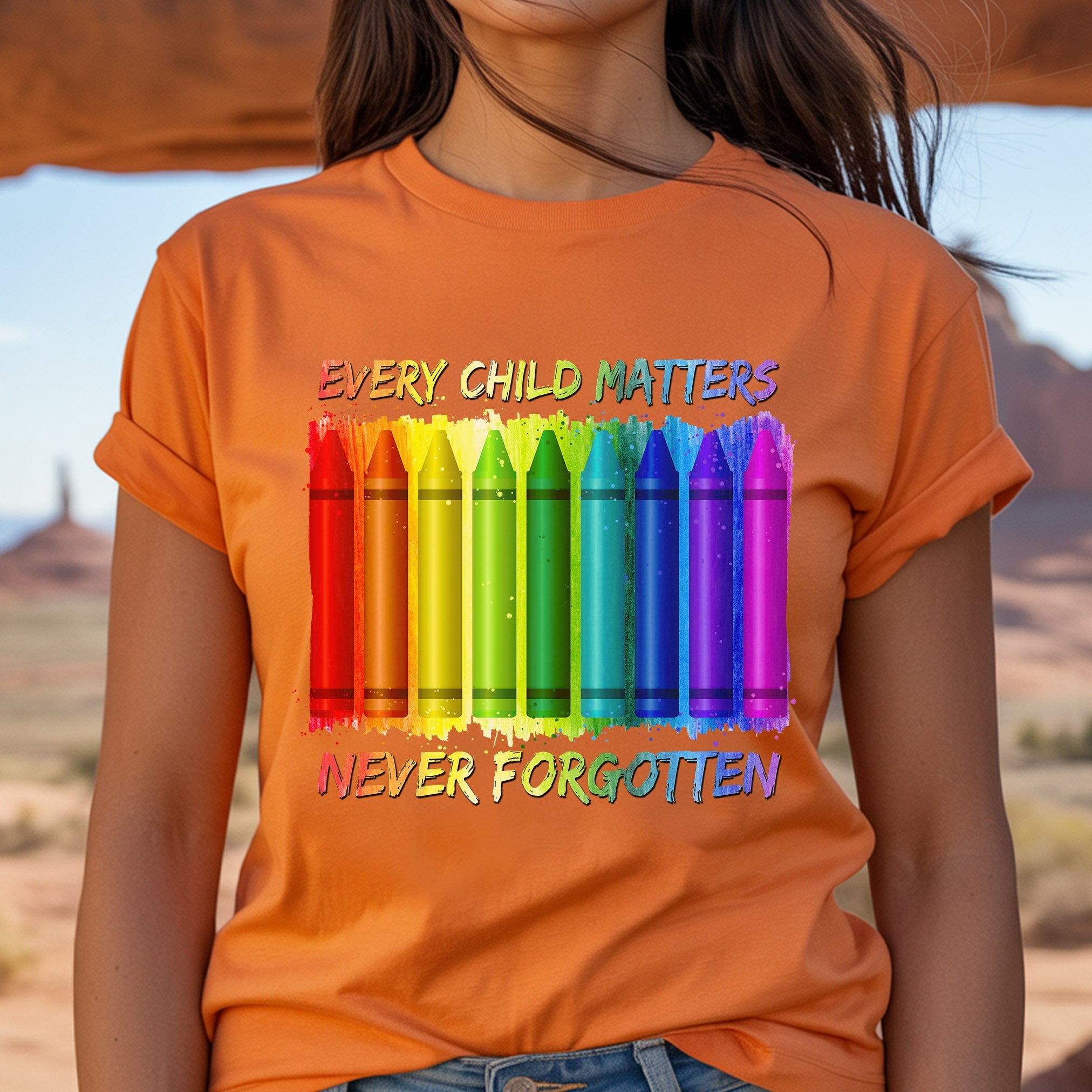 Every Child Matters Never Forgotten Crayons Colors Unisex T-Shirt/Hoodie/Sweatshirt 062