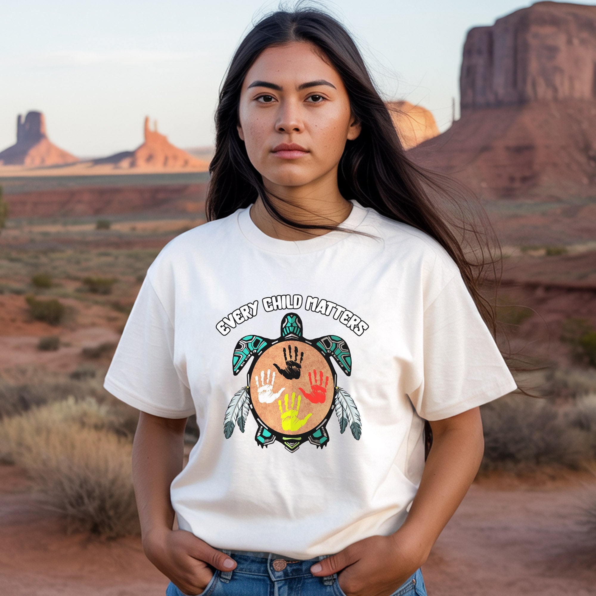 Every Child Matters Feather Hand Color On Turtle Unisex T-Shirt/Hoodie/Sweatshirt 067