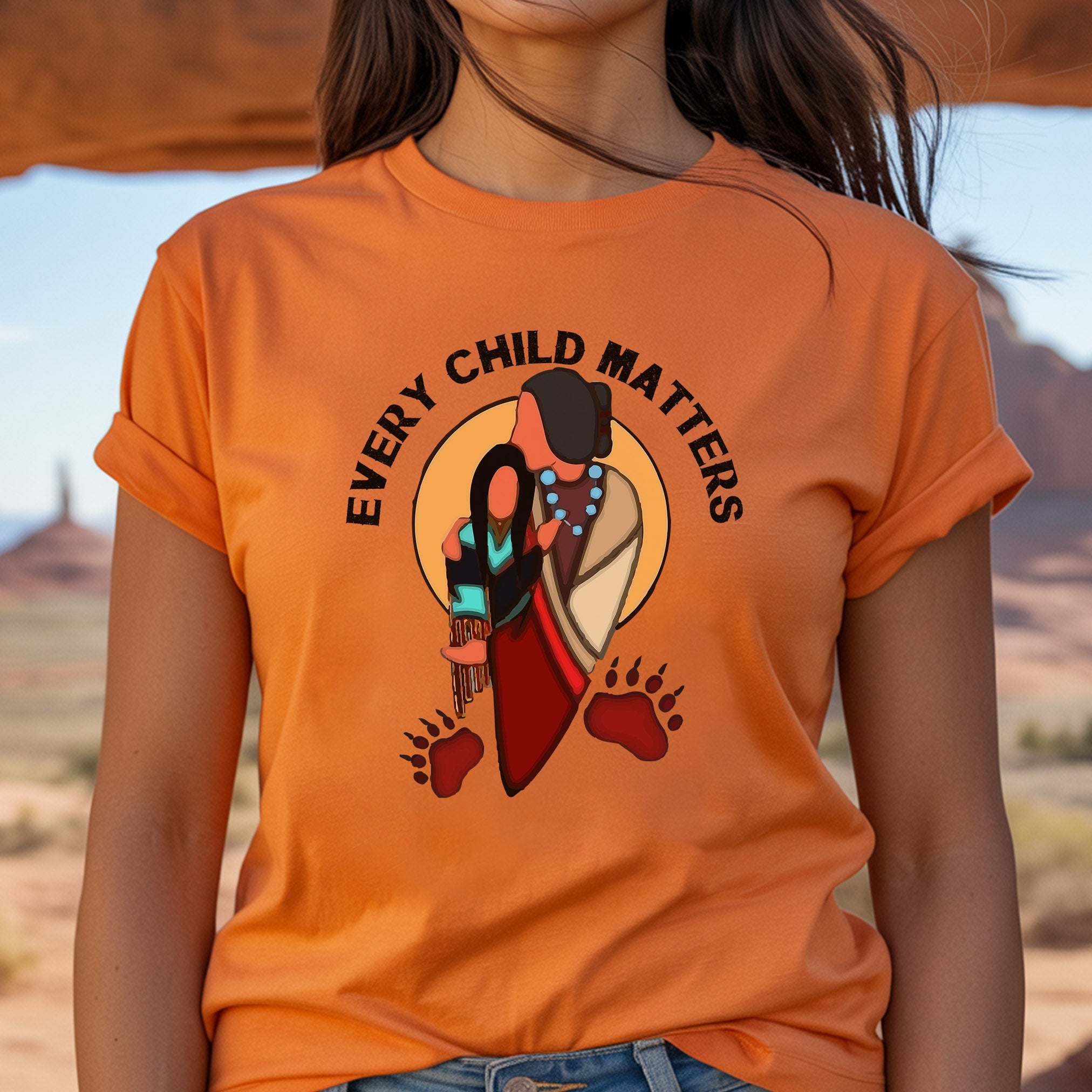 Every Child Matters Grandma With Niece Indigenous Unisex T-Shirt/Hoodie/Sweatshirt 071