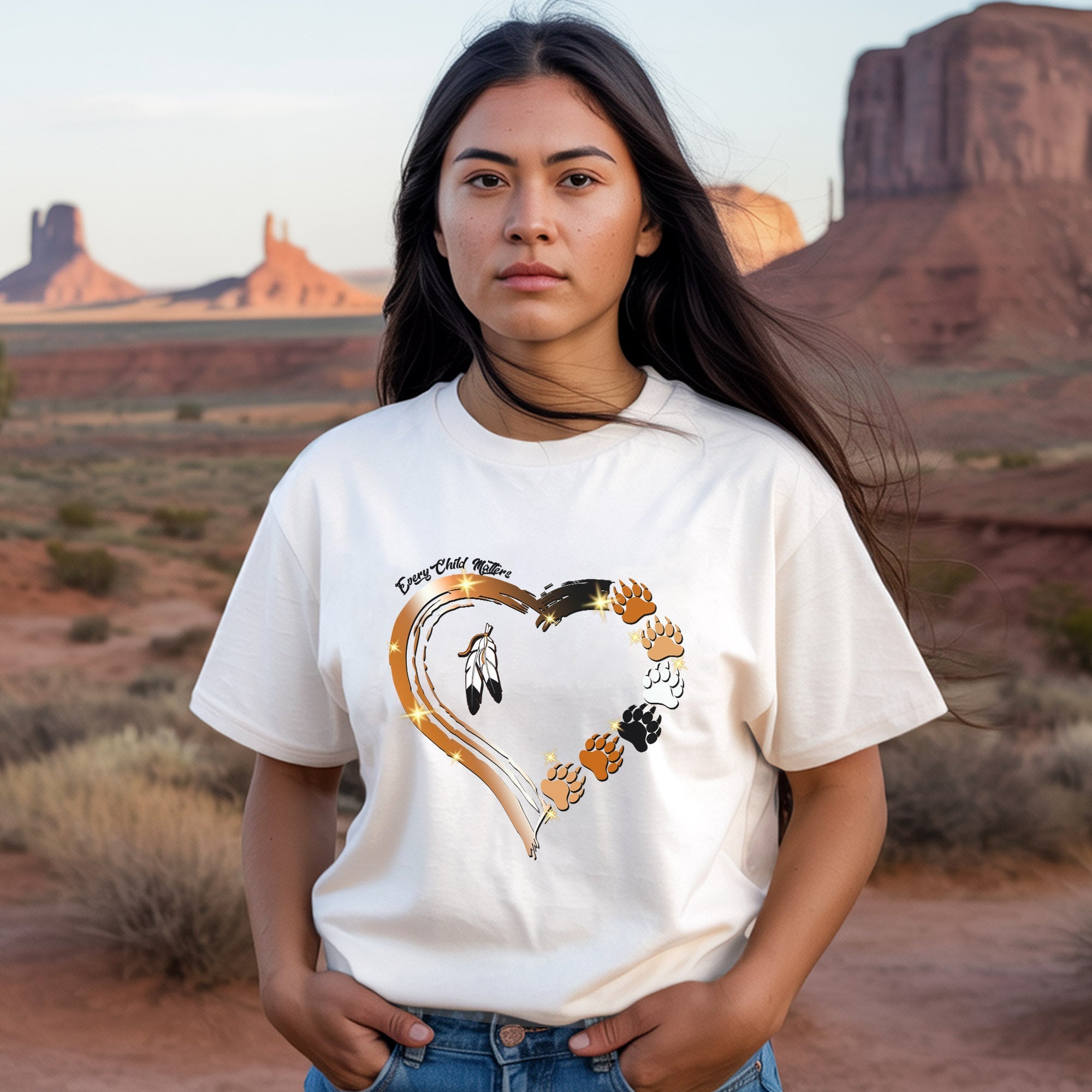 Every Child Matters Paws Of Heart Native American Unisex T-Shirt/Hoodie/Sweatshirt 181
