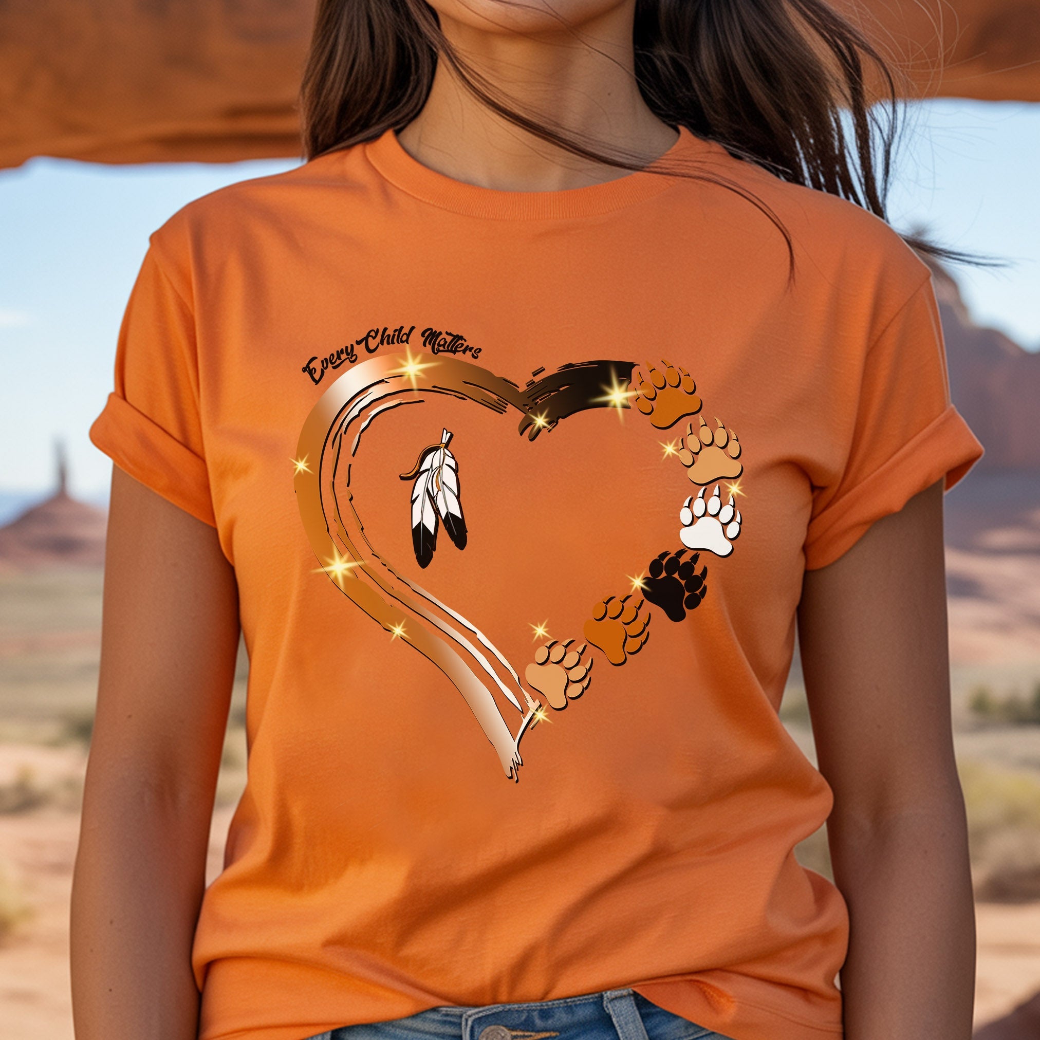 Every Child Matters Paws Of Heart Native American Unisex T-Shirt/Hoodie/Sweatshirt 181